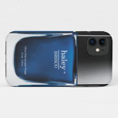 青いモノグラムのマニキュアのボトルのiPhoneの箱 Case-Mate iPhoneケース (裏面(横))