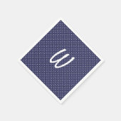 青いモノグラムの白い点 スタンダードカクテルナプキン (角)