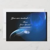 青いモノグラムの軽い鳥 招待状 (裏面)