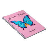 青いモルフォ絵を描バタフライ(PERSONALIZE) ノートブック (右側)