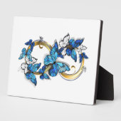 青いモルフォ蝶の無限のシンボル フォトプラーク (側面)