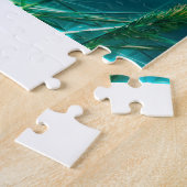 青いモルフォ蝶の緑の草 ジグソーパズル (側面)