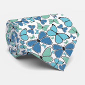 青いモルフォ蝶パターン ネクタイ (ロール)