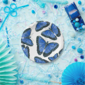 青いモルフォ・バタフライ・パターンデザイン ペーパープレート (パーティー)