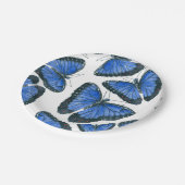 青いモルフォ・バタフライ・パターンデザイン ペーパープレート (アングル)