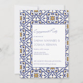 青いモロッコのタイル 結婚報告パーティー招待状 招待状 (正面)