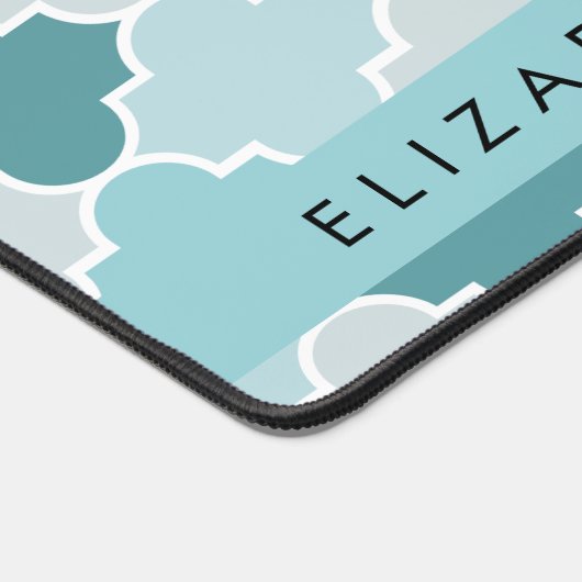 青いモロッコのトレリス、クワトロフォイル、あなたの名前 デスクマット (コーナー)