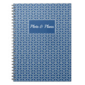 青いモロッコの幾何学的パターンをプロットおよび計画 ノートブック (正面)