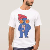 青いモンスターのキャラクターのビーニー姿 Tシャツ (正面)