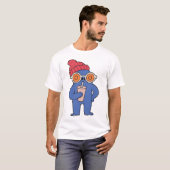 青いモンスターのキャラクターのビーニー姿 Tシャツ (正面フル)