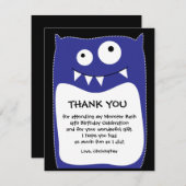 青いモンスターの強打のサンキューカード(平らな) サンキューカード (正面/裏面)