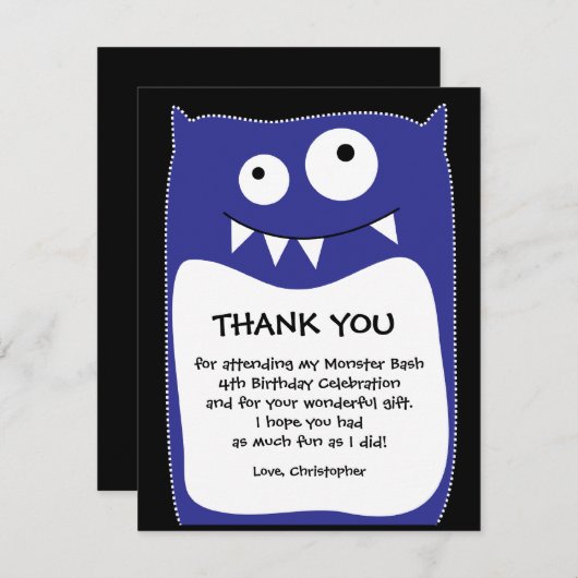 青いモンスターの強打のサンキューカード(平らな) サンキューカード (正面/裏面)