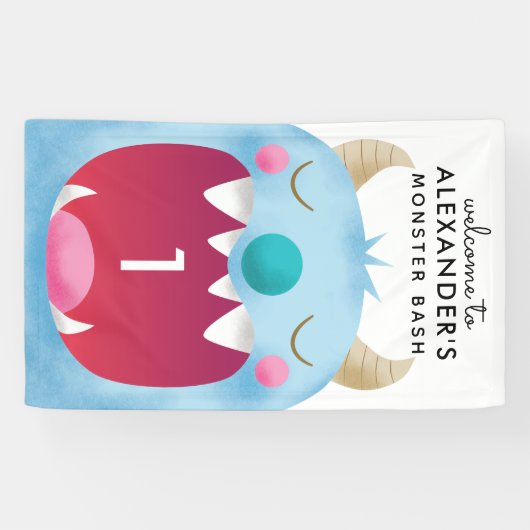 青いモンスターの強打の誕生会 横断幕 (横)