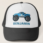 青いモンスタートラックの子供 キャップ (正面)