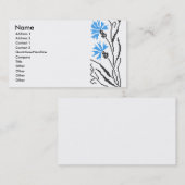 青いヤグルマギクの交差ステッチのデザイン 名刺 (正面/裏面)
