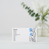 青いヤグルマギクの交差ステッチのデザイン 名刺 (スタンド正面)