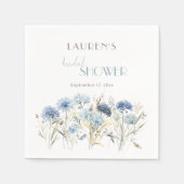 青いヤグルマギク ワイルドフラワー ブライダルシャワー スタンダードカクテルナプキン (正面)