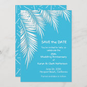 青いヤシの木の日付カードを保存 (正面/裏面)