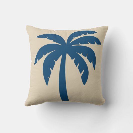 青いヤシの木の枕 クッション (裏面)