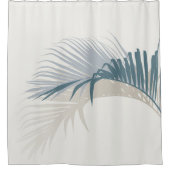 青いヤシの葉（影付き）  シャワーカーテン (正面)