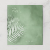 青いヤシ結婚の葉のテーブルNo. Moss Green ID956 プレイスカード (外部開封)