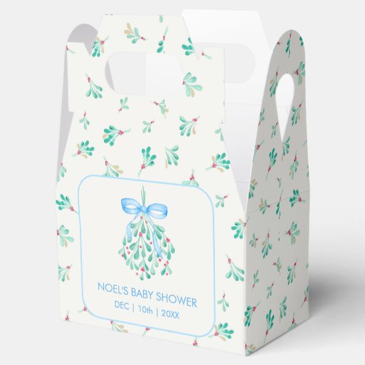 青いヤドリギ冬の赤ちゃんシャワーお願いボックス フェイバーボックス (オープン)