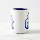 青いヤナギのシャム猫 ツートーンマグカップ (中央)