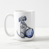 青いヤナギのダックスフントのマグ コーヒーマグカップ (左)