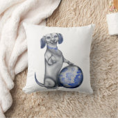 青いヤナギのダックスフントの枕 クッション (ブランケット)