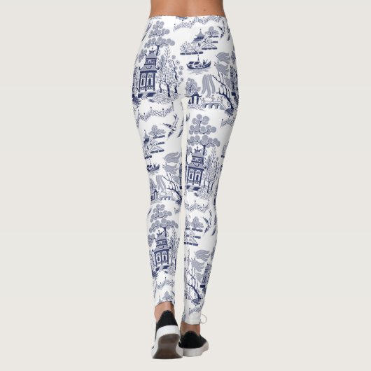 青いヤナギのデザインのレギンス レギンス (裏面)