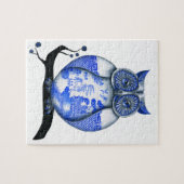 青いヤナギのフクロウ ジグソーパズル (横)