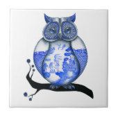 青いヤナギのフクロウ タイル (正面)