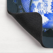 青いヤナギのフクロウ マウスパッド (コーナー)