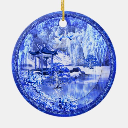 "青いヤナギの世界"の陶磁器のオーナメント、元の芸術 セラミックオーナメント (裏面)