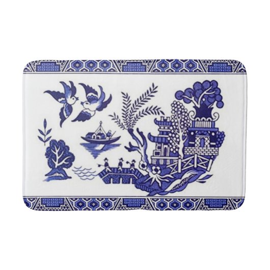 青いヤナギの中国のデザインの台所敷物のバス・マット バスマット (正面)