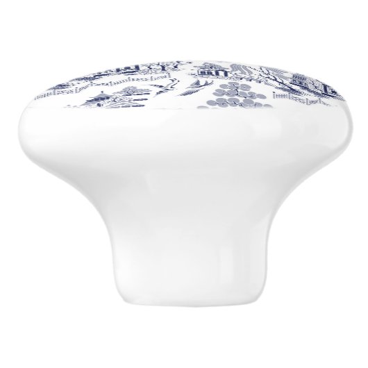 青いヤナギの中国のデザインの陶磁器のキャビネットのノブv1 セラミックノブ (側面)