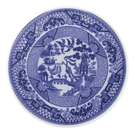 青いヤナギの中国のデザインの陶磁器のキャビネットのノブv4 セラミックノブ (正面)