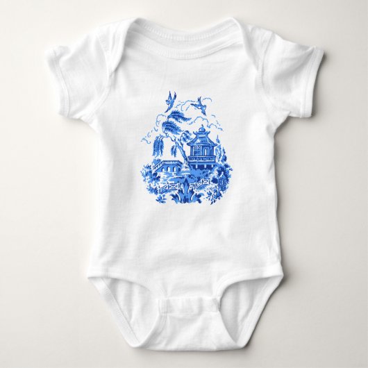 青いヤナギの中国のデザインのRaglanのTシャツ Tシャツ (正面)