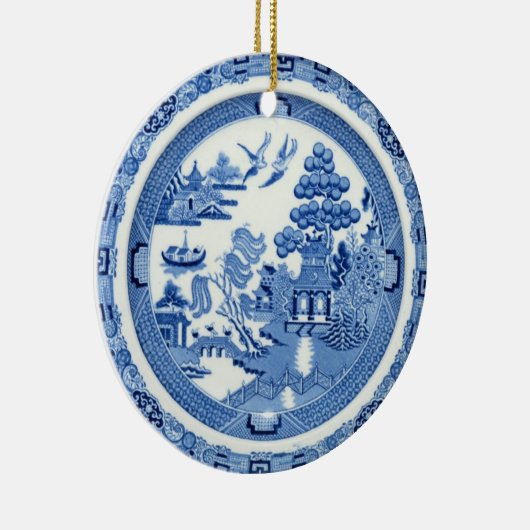 青いヤナギの円形のオーナメント2のイメージ セラミックオーナメント (右)