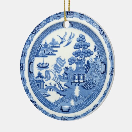 青いヤナギの円形のオーナメント2のイメージ セラミックオーナメント (左)