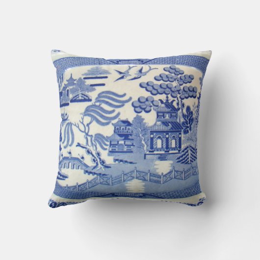 青いヤナギの枕-完全なサイズおよび色 クッション (裏面)