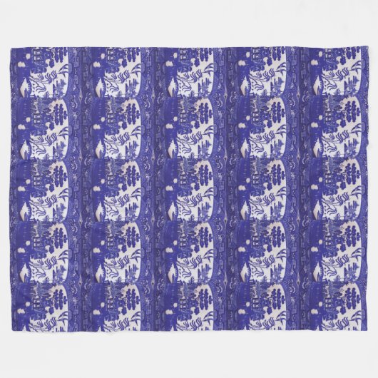 青いヤナギの知識の世紀のあなた自身を包んで下さい フリースブランケット (正面(横))