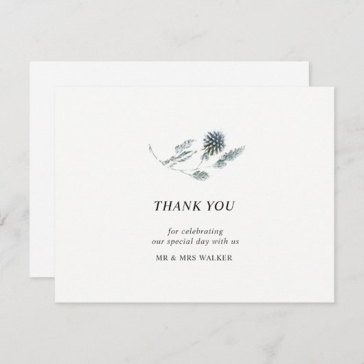 青いヤマハハコの花の感謝を伝えるカード - 平面 サンキューカード (正面/裏面)