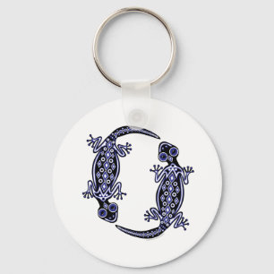 青いヤモリのトーテムKeychain キーホルダー