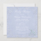 青いユニコーンの揺り木馬のグリッターのベビーシャワー 招待状 (裏面)