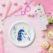 青いユニコーンの紙皿 ペーパープレート (パーティー)