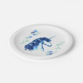 青いユニコーンの紙皿 ペーパープレート (アングル)