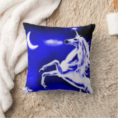 青いユニコーン夜エアブラシの芸術の装飾用クッション クッション (ブランケット)