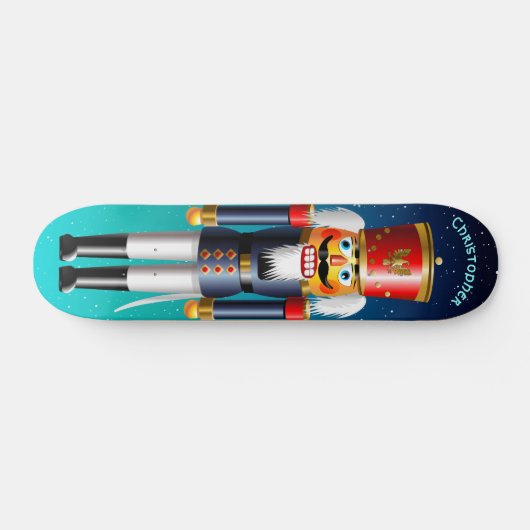 青いユニフォームのくるみ割りの戦わない兵隊 スケートボード (横)