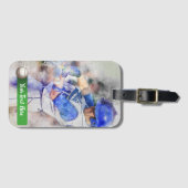 青いユニフォームの野球選手 ラゲッジタグ (正面横)